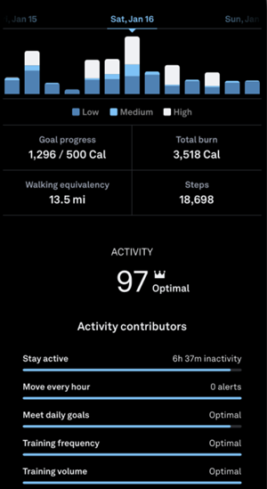 Oura Ring 3 activiteit activity